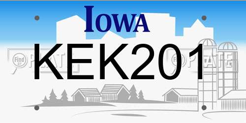 KEK201 Iowa License Plate