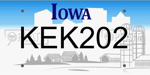 KEK202 Iowa License Plate