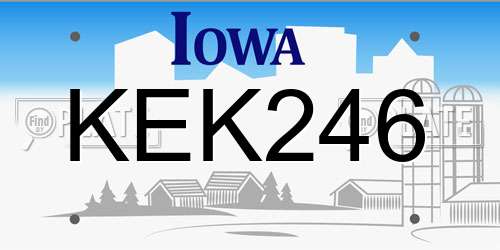 KEK246 Iowa License Plate