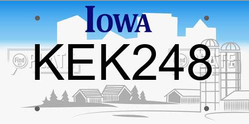 KEK248 Iowa License Plate