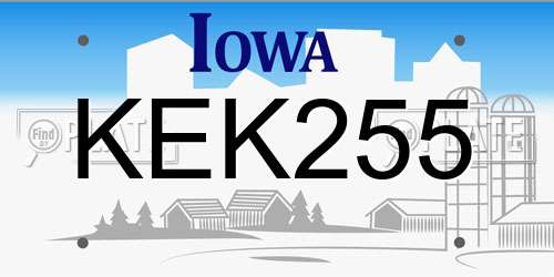 KEK255 Iowa License Plate