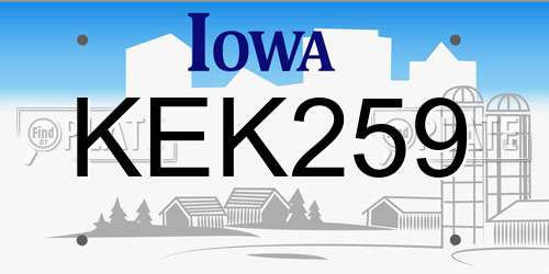KEK259 Iowa License Plate