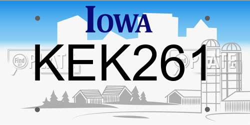 KEK261 Iowa License Plate