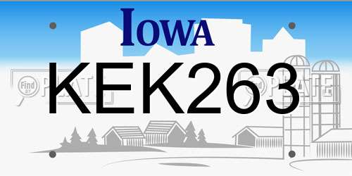 KEK263 Iowa License Plate