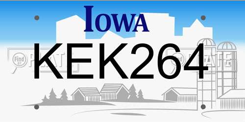 KEK264 Iowa License Plate