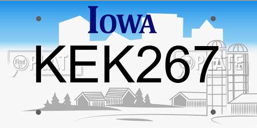 KEK267 Iowa License Plate