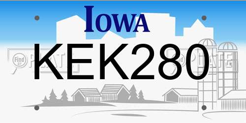 KEK280 Iowa License Plate