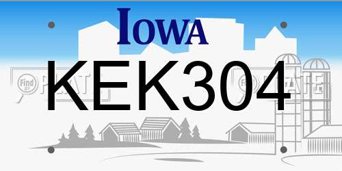 KEK304 Iowa License Plate