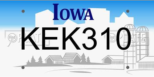 KEK310 Iowa License Plate