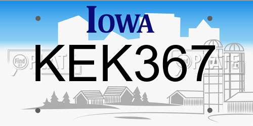 KEK367 Iowa License Plate