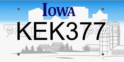 KEK377 Iowa License Plate