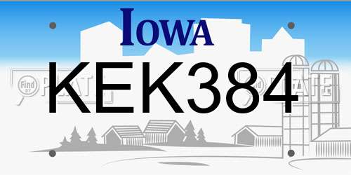 KEK384 Iowa License Plate