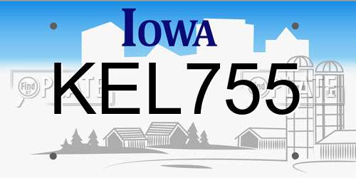 KEL755 Iowa License Plate