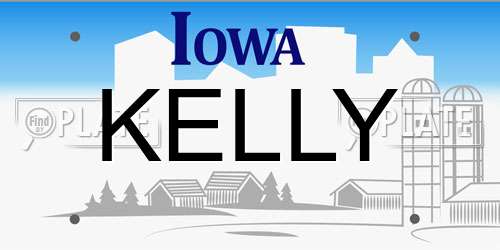 KELLY Iowa License Plate