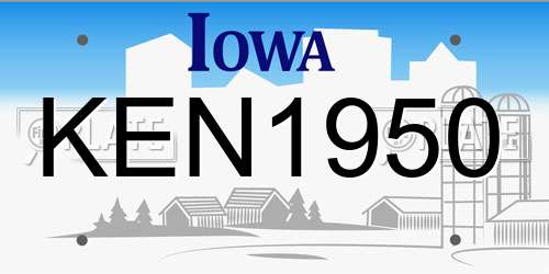 KEN1950 Iowa License Plate