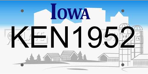 KEN1952 Iowa License Plate