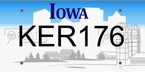 KER176 Iowa License Plate