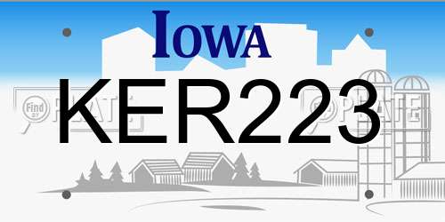 KER223 Iowa License Plate