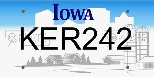 KER242 Iowa License Plate