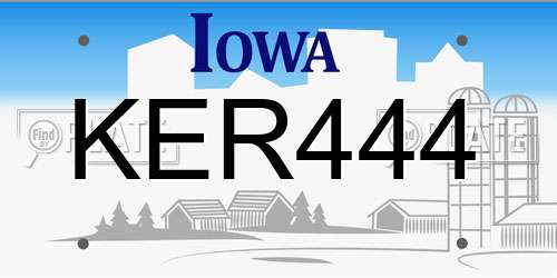 KER444 Iowa License Plate