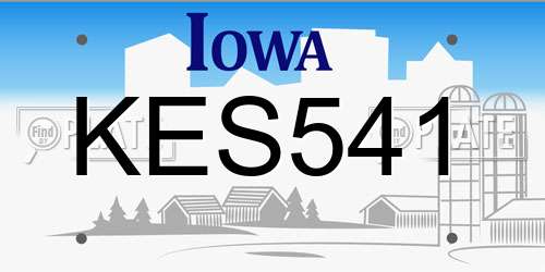 KES541 Iowa License Plate