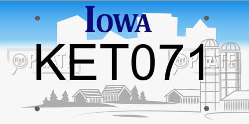 KET071 Iowa License Plate