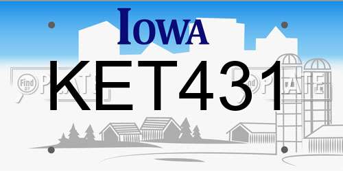 KET431 Iowa License Plate