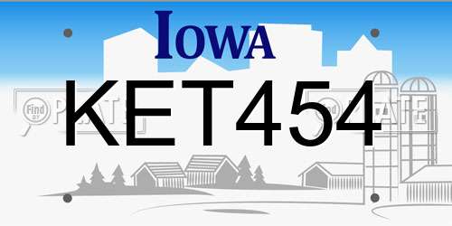 KET454 Iowa License Plate