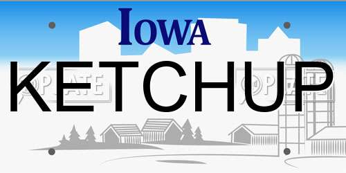 KETCHUP Iowa License Plate