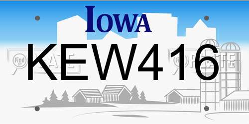 KEW416 Iowa License Plate