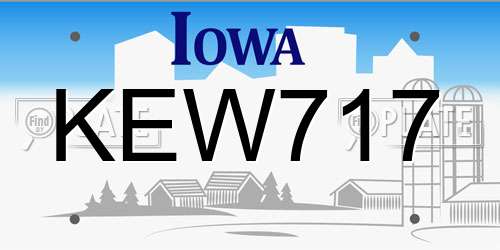 KEW717 Iowa License Plate