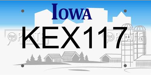 KEX117 Iowa License Plate