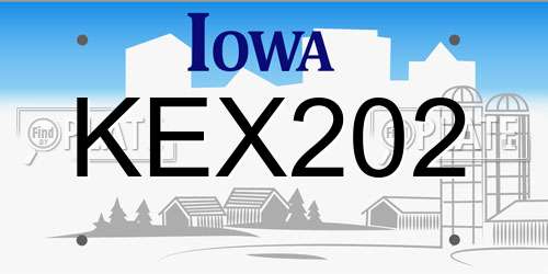 KEX202 Iowa License Plate