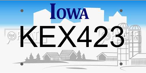 KEX423 Iowa License Plate