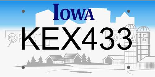 KEX433 Iowa License Plate