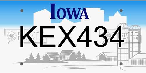 KEX434 Iowa License Plate