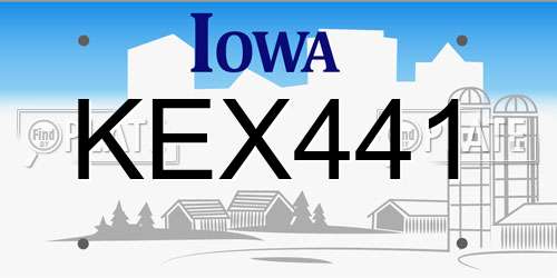 KEX441 Iowa License Plate