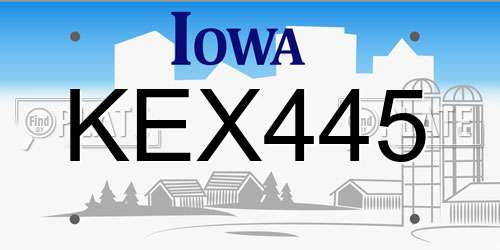 KEX445 Iowa License Plate