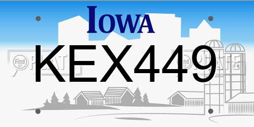 KEX449 Iowa License Plate