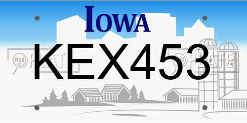 KEX453 Iowa License Plate