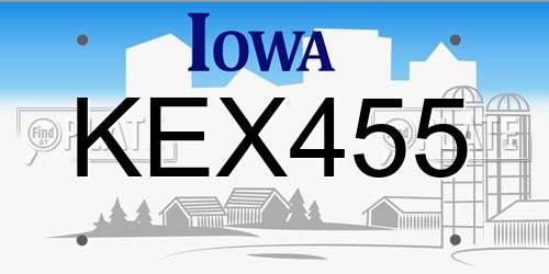 KEX455 Iowa License Plate