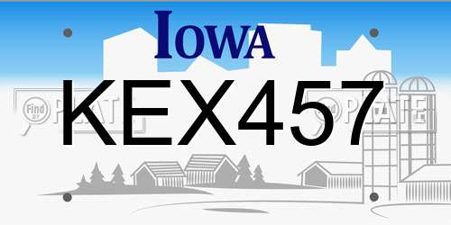 KEX457 Iowa License Plate