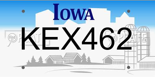 KEX462 Iowa License Plate