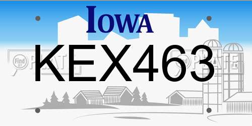 KEX463 Iowa License Plate
