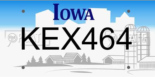 KEX464 Iowa License Plate