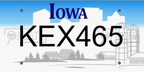 KEX465 Iowa License Plate