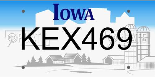 KEX469 Iowa License Plate
