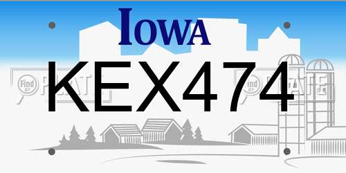 KEX474 Iowa License Plate