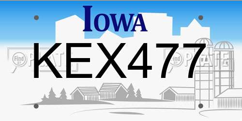KEX477 Iowa License Plate