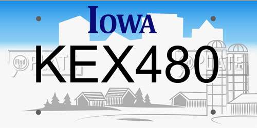 KEX480 Iowa License Plate